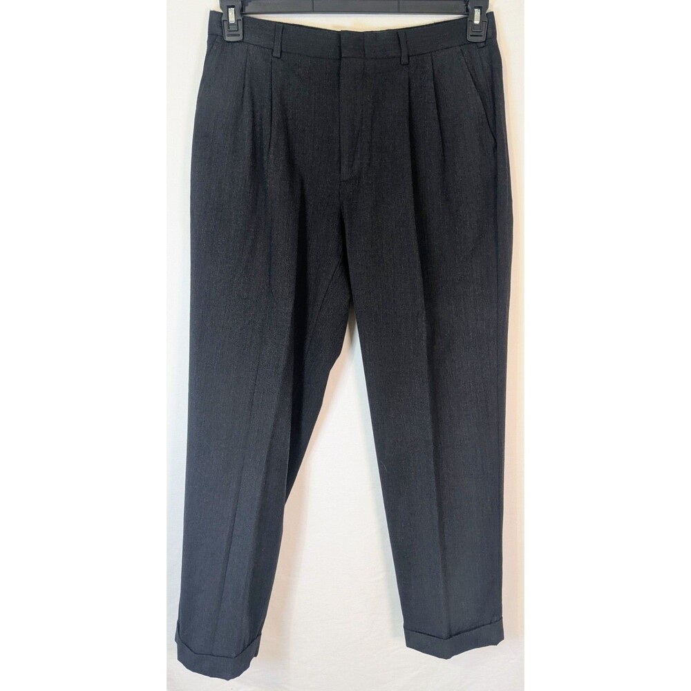Lands' End Men's 100% Wool Pleated Dress Pants Charcoal 32x30 (Tag 34)